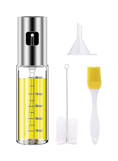 Glass Oil Sprayer Set Silver/Clear/White
