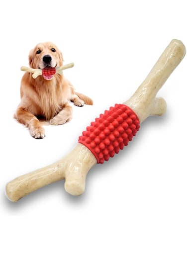 SCHITEC Dog Chew Toy for Aggressive Chewers, Tough Big Nylon &amp; Rubber Teething Stick with Real Bacon Flavor for Large Medium Breed