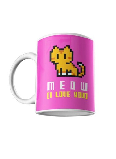 Printed Ceramic Mug Purple/Brown/White