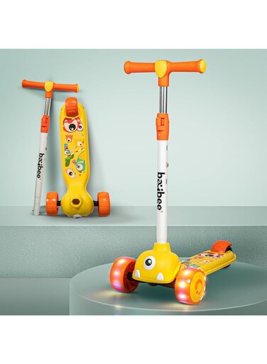 Baybee Kick Scooter for Kids, 3 Wheel Kids Scooter with 3 Height Adjustable Handle, Skate Scooter with Led PU Wheels &amp; Brake, Runner Scooter for Kids 2 to 10 Years Boy Girl