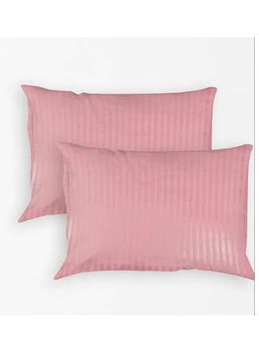 UAE - Solid Striped Pillowcases set - 2x Pillowcases 50 x 75 cm - soft pillow covers (Pink)