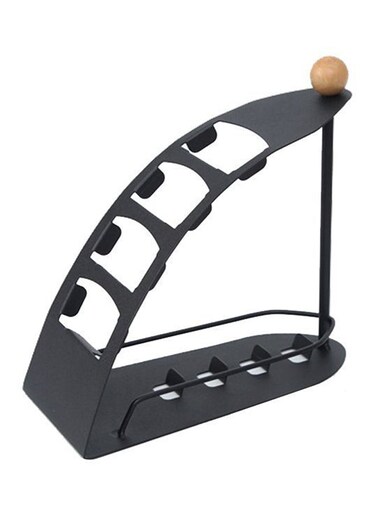 4 Compartments Stylish Remote Stand Black 10x20x11centimeter