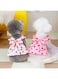 2 Pcs Dog Dresses for Puppy Tutu Skirt Strawberry Print Dog Dresses Cotton Summer Clothes Birthday Outfit (Pink+White, S)