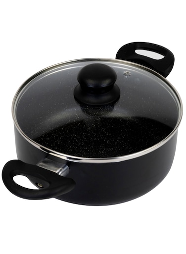 Casserole With Glass Lid Durable Marble Coating, Aluminium Construction, Nonstick Dish For Gas Induction &amp; Ceramic Hobs Induction Bottom 28 x 13cm