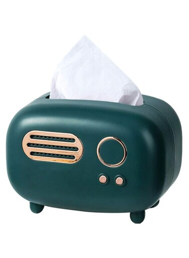 WAYUTO Vintage Radio Facial Tissue Box Cover Napkin Holder Decorative Napkin Storage Organizer Paper Towel Dispenser Container for Bathroom Car Office Desk . Decor Bedroom Restaurant Green