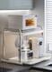 2-Tier Microwave Oven Rack, Kitchen Countertop Shelf, Stainless Steel Microwave Stand, Large Spice Racks, Pantry Organizers Storage Rack, Metal Coffee Machine Rack with Pull-Out Tray for Home Office