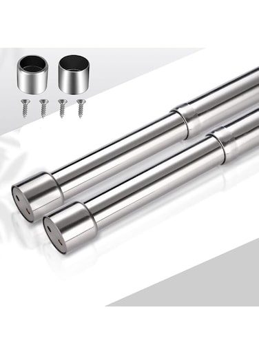 NiCoLa 31-52 cm Wardrobe Rail, Extendable Stainless Steel Clothes Rail Pole with End Sockets &amp; Screw, Adjustable Wardrobe Rail for Wardrobe, Shower, Balcony, Windows