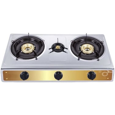 3 Burner Stainless Steel Gas Stove with Auto Ignition &ndash; High-Efficiency Blue Flame Burners, Heavy Duty Pan Supports &amp; Easy-Clean Body for Home Kitchen