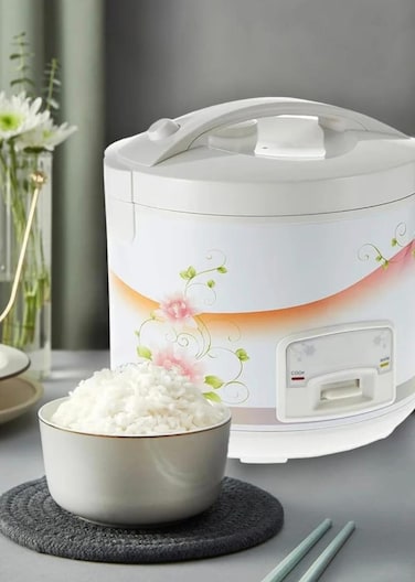 Electric Rice Cooker 1.8L &ndash; Multi-Function Cooking Pot with Non-Stick Inner Pot, Deluxe Features, Keep Warm Function, Automatic Cooking &ndash; White