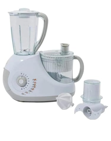 14 in 1 Food Processor with 1.5L Bowl &amp; 2L Blender &ndash; 450W Multi-Function Kitchen Machine for Chopping, Slicing, Grating, Mixing &amp; Juicing &ndash; White &amp; Gray Compact Food Prep Solution