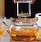 Borosilicate Glass Teapot 1000ml with Glass Infuser &amp; Bamboo Handle  Kettle &ndash; Elegant Clear Glass Teapot for Loose Leaf, Flower, and Herbal Tea