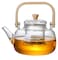 Borosilicate Glass Teapot 1000ml with Glass Infuser &amp; Bamboo Handle  Kettle &ndash; Elegant Clear Glass Teapot for Loose Leaf, Flower, and Herbal Tea