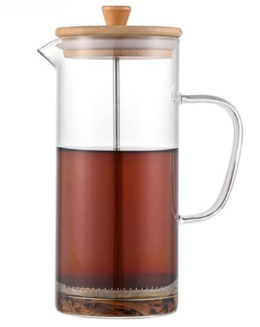 Borosilicate Glass French Press Tea &amp; Coffee Maker with Bamboo Lid 1000ml &ndash; Heat Resistant Glass for Tea &amp; Coffee &ndash; Eco-Friendly Manual Brewer