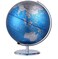 Metallic World Globe &ndash; Blue &amp; Silver Vintage-Style Globe with Polished Brass Base &ndash; Decorative Tabletop Globe for Home, Office, or School &ndash; Educational World Map D&eacute;cor
