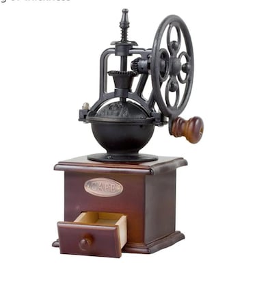 Manual Coffee Grinder Hand Crank &ndash; Vintage Style Classic Coffee Mill Bean Grinder, Adjustable Grind  Iron Burr, Hand Coffee Grinder for Espresso, French Press, Drip