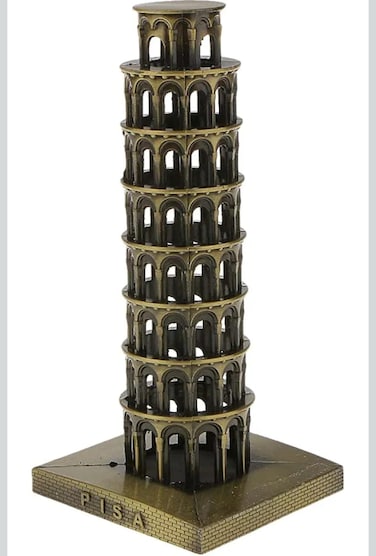 Homeonics Leaning Tower of Pisa Metal Replica – Italian Landmark Souvenir Decor Set for Home & Office – Miniature Pisa Tower Model for Travel Lovers, Collectors, Desktop Display