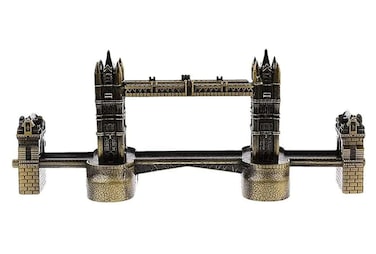 Retro Bronze London Tower Bridge Metal Model &ndash; Famous Architecture Landmark Figurine, Collectible Miniature Sculpture for Home Office Desk Decor, Souvenir Gift