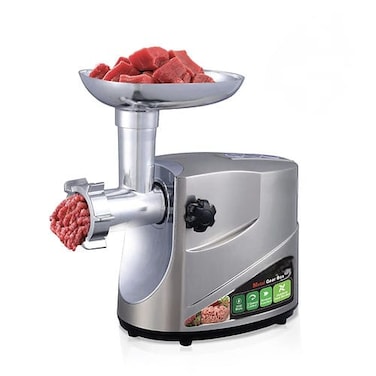 Homeonics Stainless Steel Electric Meat Grinder – 2 Speed Control with Reverse Function, 3 Cutting Plates, Sausage Maker Attachment, Locking Knob for Home & Kitchen Use