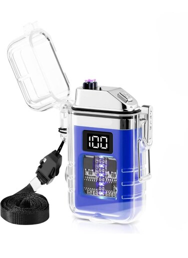 Electric Lighter Waterproof Windproof Dustproof with 3 Light Modes &ndash; USB Rechargeable Plasma Arc Lighter for Camping, Hiking, Survival, Emergency, Outdoor Use