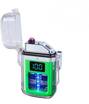 Homeonics Electric Lighter Waterproof Windproof Dustproof with 3 Flashlight Modes – USB Rechargeable Plasma Arc Lighter for Camping, Hiking, Survival, Outdoor Emergency Gear