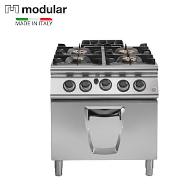 Modular 4 Burner Gas Hob &ndash; Built-In Stainless Steel Cooktop with Heavy Cast Iron Grates &amp; Auto Ignition