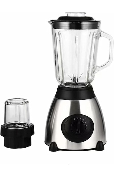 2 in 1 Multi-functional Blender with Powerful Motor and Stainless Steel Blade, 5 Speed Countertop Blender Mixer with Safety Lock System 400W 1.5 L Unbreakable Jar