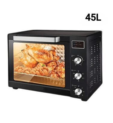 45L Electric Oven with Rotisserie &ndash; Stainless Steel Countertop Oven for Baking, Grilling, Roasting, Pizza &ndash; Adjustable Thermostat &amp; Timer, Fast Cooking