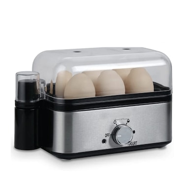 2 in 1 Electric Egg Cooker &amp; Yoghurt Maker &ndash; 6 Egg Boiler with Auto Shut-Off   Multi-Function Steamer for Hard, Soft &amp; Poached Eggs &amp; Homemade Yogurt