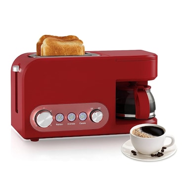 Vistanics 2 in 1 Breakfast Maker – Toaster with Built-in Coffee Maker   Compact All-in-One Toaster Reheat, Defrost, Cancel Functions & Coffee Machine for Quick, Easy Breakfast at Home or Office