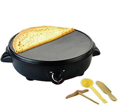 Electric Crepe Maker &amp; Dosa Maker &ndash; Non-Stick Pancake Maker with Cool-Touch Handle, Easy Clean Griddle for Home Use, Portable Breakfast Cooking Appliance