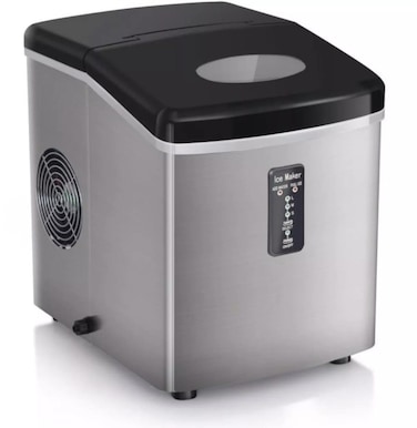 Heavy Duty Ice Maker Machine &ndash; 15L Stainless Steel Countertop Ice Maker, 15KG/24H Output, 3 Ice Size Options, LED Display, Removable Basket &ndash; Fast Cooling  Home, Kitchen, Bar &amp; Office