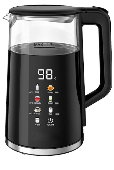 Digital Electric Kettle 1.7L &ndash; 7 Preset Temperature Settings with Touch Control Panel, Keep Warm Function   Stainless Steel Fast-Boil Hot Water Boiler