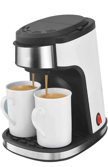 Automatic Drip Coffee Maker with Ceramic Pot &ndash; Multi-Function Coffee, Tea &amp; Milk Brewer   Easy-to-Use Double Cup Coffee Machine