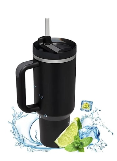 Tumbler with Handle and Straw Lid 40 oz 1.18L &ndash; Stainless Steel Vacuum Insulated Travel Mug for Cold Beverages &ndash; Leak-Resistant, Fits Car Cup Holder &ndash; Reusable Water Cup for Gym, Office, Home