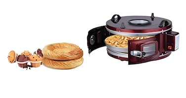 Round Toaster Oven for Home &ndash; Compact Countertop Electric Oven for Baking, Pizza Maker Roasting, Broiling &amp; Cake Making  Mini Oven