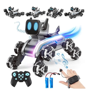Smart Stunt Robot Dog Toy for Kids &ndash; 8WD Mechanical Puppy with Dual Control, 360&deg; Spins, Music &amp; Lights &ndash; Remote Control Stunt Pet Robot for Boys &amp; Girls, Interactive Gift Toy