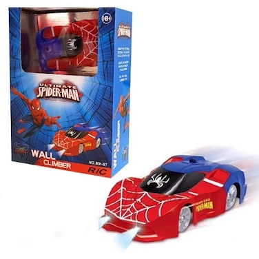 Remote Control Spider-Man Wall Climbing Car &ndash; Zero Gravity RC Stunt Vehicle for Kids with 360&deg; Spins &amp; LED Lights &ndash; Anti-Gravity Wall Racer Toy for Boys &amp; Girls, USB Rechargeable