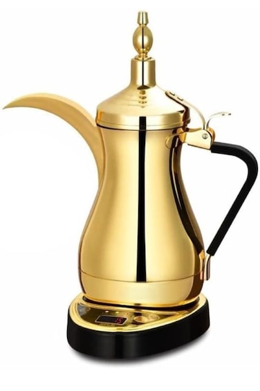 Premium Arabic Coffee Maker in Golden Stainless Steel Elegant Arabic Coffee Pot, Traditional Middle Eastern Dallah, 1.2L Capacity,  for Authentic Arabic Coffee Brewing