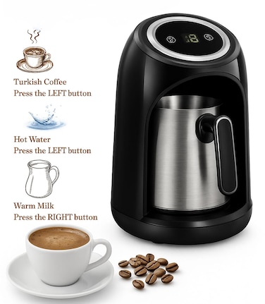 3 in 1 Turkish Coffee Maker &ndash; Electric Coffee, Milk &amp; Water Warmer   Dual Heating Modes   Fast &amp; Safe Brewing   Ideal for Turkish Coffee, Espresso, Milk Frothing &amp; Hot Beverage