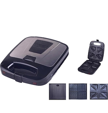 Neonics 3 in 1 Sandwich Maker, Grill Maker & Waffle Maker – Non-Stick Snack Maker with Interchangeable Plates, Cool Touch Handle & Indicator Lights – Compact Breakfast Maker