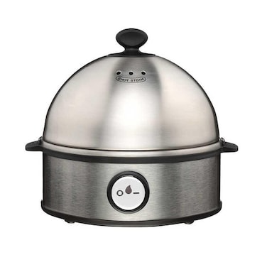 Egg Cooker 7 Egg Boiler Slots, Stainless Steel Automatic Egg Steamer for Hard, Soft &amp; Medium Eggs &ndash; One-Touch Operation with Auto Shut-Off