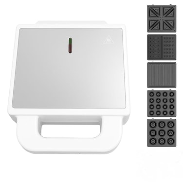 Neonics 5 in 1 Sandwich Maker &amp; Snack Machine 2400W &ndash; Multi-Function Non-Stick Waffle Maker, Donut Maker, Nut Cake Maker, Toaster &amp; Grill with Removable Dishwasher Safe