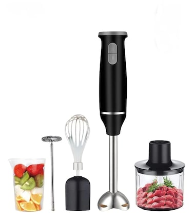 5 in 1 Hand Blender 12 Speed Handheld Blender with 800ml Beaker 600ml Chopper Egg Whisk Milk Frother Stainless Steel Blades for Soup Smoothie Puree