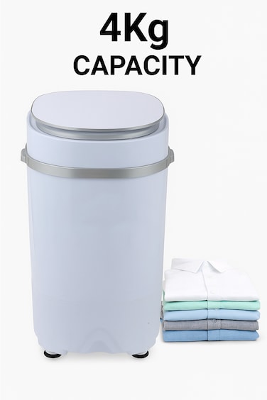 Mini Washing Machine 4kg Compact Portable Washer with 15-Min Quick Wash &amp; 2kg Spin Dryer &ndash; Low Noise, Water-Saving Laundry Machine for Apartments, Dorms