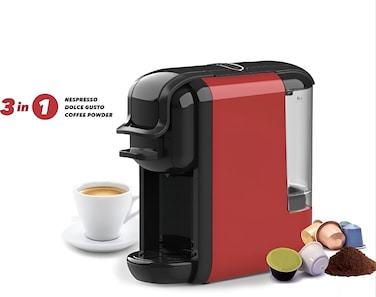 3 in 1 Multifunction Espresso Capsule Coffee Machine for Nespresso, Dolce Gusto &amp; Ground Coffee   19 Bar Espresso Maker   Compact Coffee Maker with 0.6L Water Tank