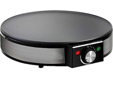 Electric Crepe &amp; Dosa Maker 1200W &ndash; Non-Stick Hot Plate for Pancakes, Roti, Tortilla, Wraps &ndash; Fast Heating in 5 Sec &ndash; Easy to Use &amp; Clean, Portable Breakfast Maker, Black