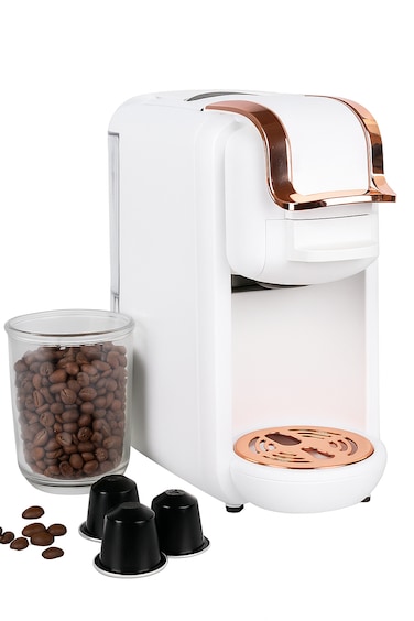 3 in 1 Capsule Coffee Machine White &ndash; 19 Bar Espresso Maker   Hot &amp; Cold Coffee   Compatible with D Series Large Capsules   Fast Brewing, Compact Design, Ideal for Home or Office Use