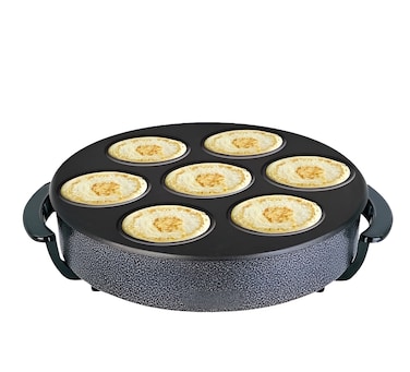 Crepe Maker &amp; Pancake Maker 7 Slots Non Stick &ndash; Electric Dosa Crepe Maker with Cool Touch Handle, Easy Clean Cooking Plate, Perfect for Mini Pancake, Eggs, and Breakfast