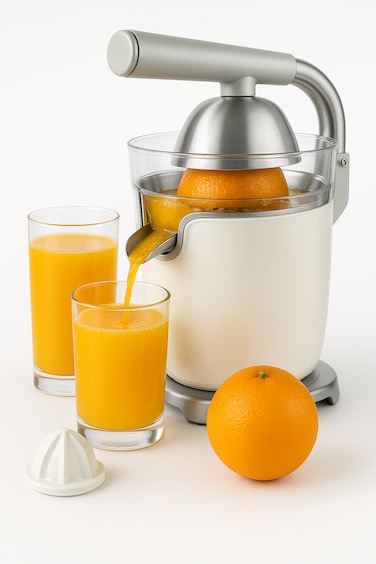 Neonics Electric Citrus Juicer with Press Handle &ndash; 170W Copper Motor, 2 Cone Sizes for Oranges &amp; Lemons, 0.3L Capacity, Stainless Steel Filter &amp; Anti-Drip Spout, Easy Clean