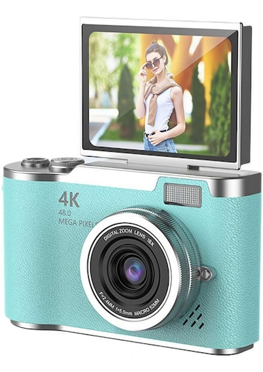HD Digital Camera 48 Mega Pixel with 2.4&rdquo; Flip Screen &ndash; Vlogging &amp; Photography Camera for Travel, Selfies &amp; Videos   Compact Rechargeable Camera   Ideal Christmas &amp; Birthday Gift

